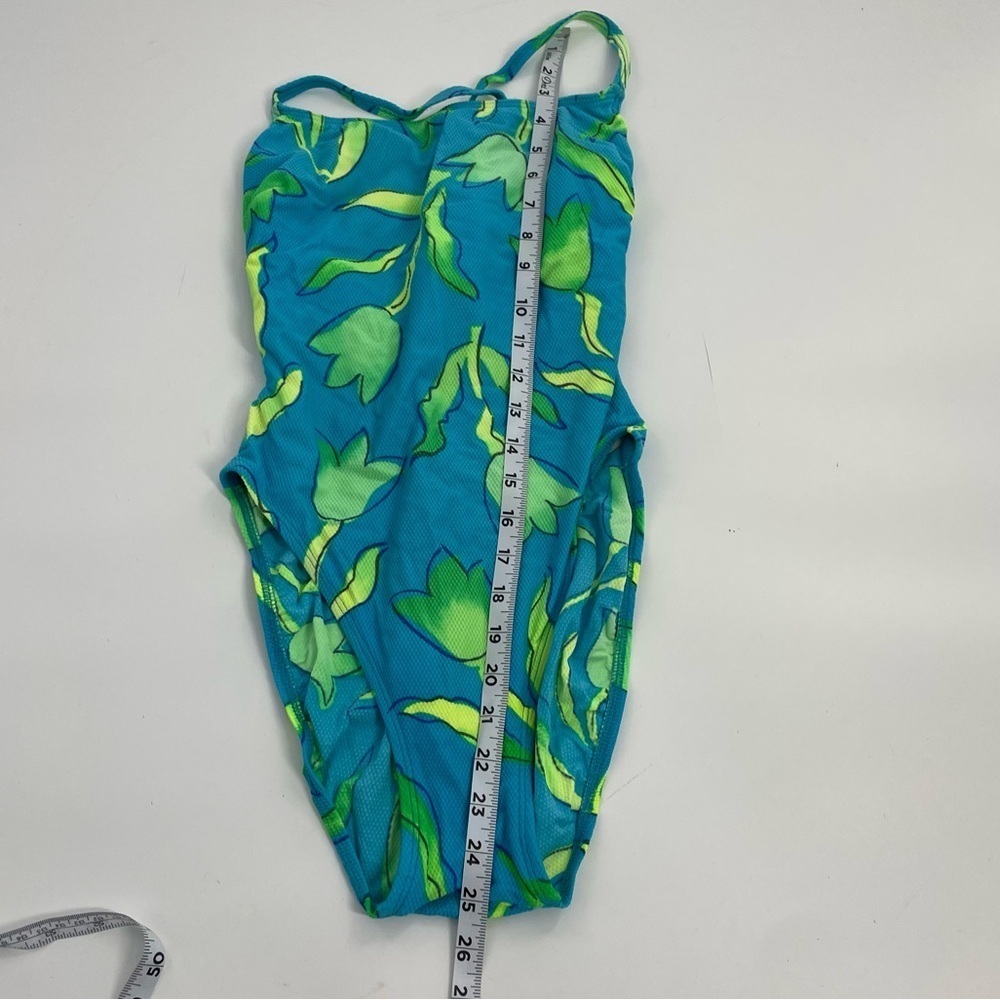 La Blanca Vtg Cheeky 80s 90s High Cut Aqua Blue Neon Green One‎ Piece Swim 12 - Picture 5 of 12
